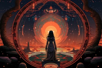 Wall Mural - A wise and revered oracle, gifted with prophetic visions and cosmic insight. - Generative AI