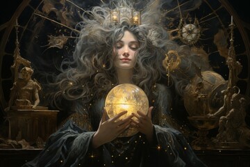 Wall Mural - A wise and revered oracle, gifted with prophetic visions and cosmic insight. - Generative AI