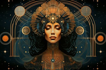 Wall Mural - a wise and revered oracle, gifted with prophetic visions and cosmic insight. - generative ai