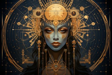 Wall Mural - a wise and revered oracle, gifted with prophetic visions and cosmic insight. - generative ai