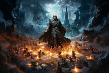 Wall Mural - A calculating and cunning strategist, outmaneuvering opponents with tactical brilliance. - Generative AI