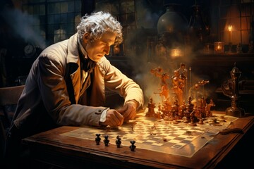 Canvas Print - A calculating and cunning strategist, outmaneuvering opponents with tactical brilliance. - Generative AI