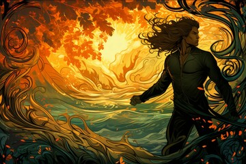 Wall Mural - a fearless and mighty berserker, unleashing devastating attacks with unbridled fury. - generative ai