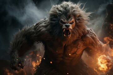 Wall Mural - a fearless and mighty berserker, unleashing devastating attacks with unbridled fury. - generative ai