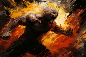 Wall Mural - a fearless and mighty berserker, unleashing devastating attacks with unbridled fury. - generative ai