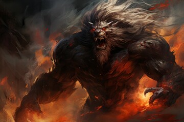 Wall Mural - A fearless and mighty berserker, unleashing devastating attacks with unbridled fury. - Generative AI