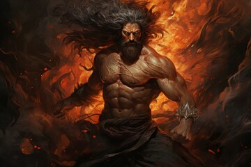 Canvas Print - A fearless and mighty berserker, unleashing devastating attacks with unbridled fury. - Generative AI