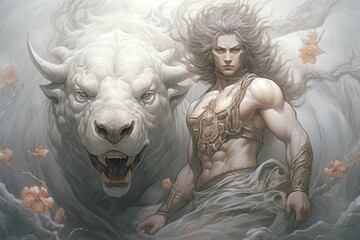 Wall Mural - A fearless and mighty berserker, unleashing devastating attacks with unbridled fury. - Generative AI