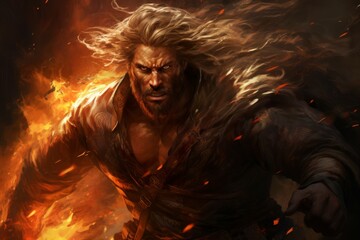 Wall Mural - A fearless and mighty berserker, unleashing devastating attacks with unbridled fury. - Generative AI