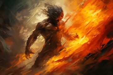Wall Mural - A fearless and mighty berserker, unleashing devastating attacks with unbridled fury. - Generative AI