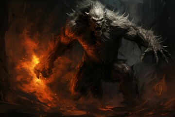 Wall Mural - A fearless and mighty berserker, unleashing devastating attacks with unbridled fury. - Generative AI