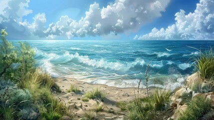 Wall Mural - View of the coast Aquatic scenery