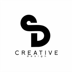 Simple abstract SD logo design with infinity concept..