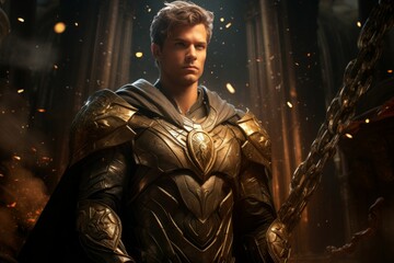 Wall Mural - A virtuous and steadfast paladin, upholding justice and combating evil with unwavering resolve. - Generative AI