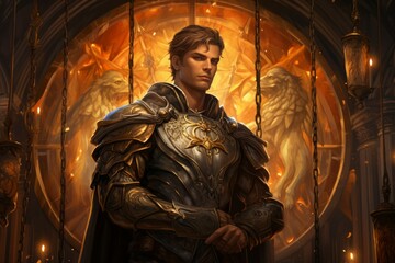 Wall Mural - A virtuous and steadfast paladin, upholding justice and combating evil with unwavering resolve. - Generative AI