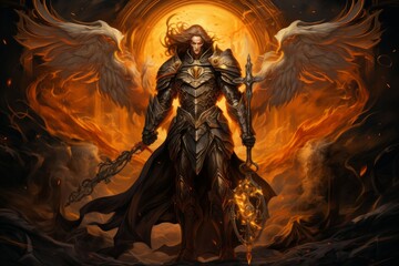 Wall Mural - A virtuous and steadfast paladin, upholding justice and combating evil with unwavering resolve. - Generative AI