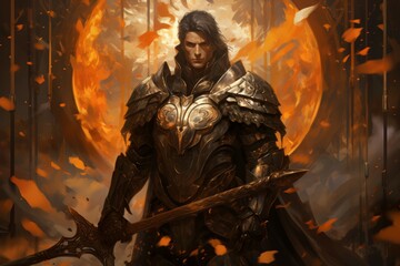 Wall Mural - A virtuous and steadfast paladin, upholding justice and combating evil with unwavering resolve. - Generative AI