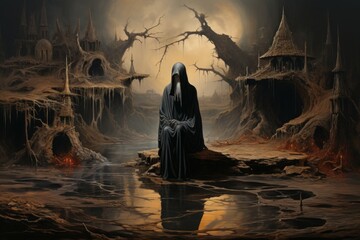 Canvas Print - A mysterious and enigmatic hermit, dwelling in solitude and possessing ancient wisdom. - Generative AI