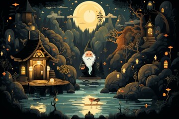 Canvas Print - A mysterious and enigmatic hermit, dwelling in solitude and possessing ancient wisdom. - Generative AI
