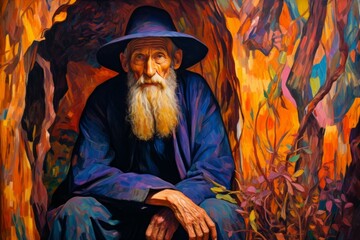 Wall Mural - A mysterious and enigmatic hermit, dwelling in solitude and possessing ancient wisdom. - Generative AI