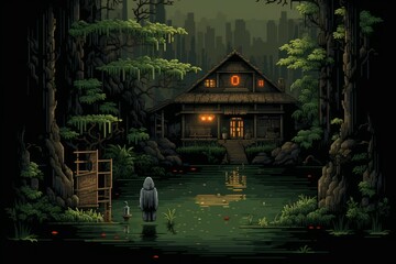 Canvas Print - A mysterious and enigmatic hermit, dwelling in solitude and possessing ancient wisdom. - Generative AI