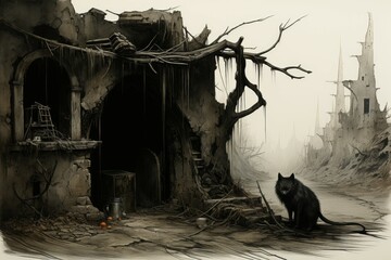 Canvas Print - A mysterious and enigmatic hermit, dwelling in solitude and possessing ancient wisdom. - Generative AI