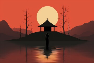 Canvas Print - A mysterious and enigmatic hermit, dwelling in solitude and possessing ancient wisdom. - Generative AI