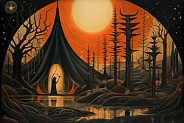 Canvas Print - A mysterious and enigmatic hermit, dwelling in solitude and possessing ancient wisdom. - Generative AI