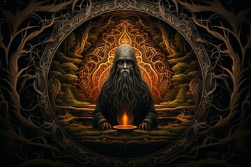 Canvas Print - A mysterious and enigmatic hermit, dwelling in solitude and possessing ancient wisdom. - Generative AI