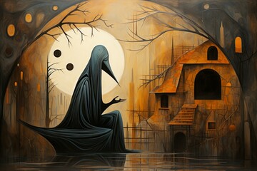 Canvas Print - A mysterious and enigmatic hermit, dwelling in solitude and possessing ancient wisdom. - Generative AI
