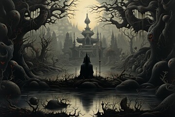 Canvas Print - A mysterious and enigmatic hermit, dwelling in solitude and possessing ancient wisdom. - Generative AI