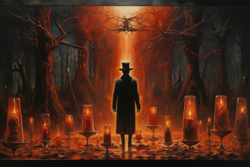 Canvas Print - A master of illusion magic, deceiving enemies with vivid phantasms and trickery. - Generative AI