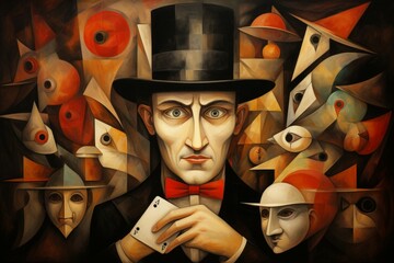 Canvas Print - A master of illusion magic, deceiving enemies with vivid phantasms and trickery. - Generative AI