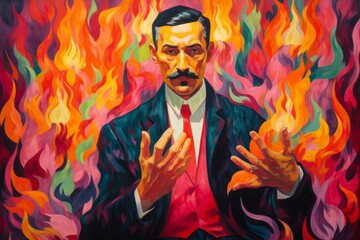 Wall Mural - A master of illusion magic, deceiving enemies with vivid phantasms and trickery. - Generative AI