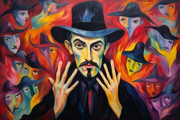 Wall Mural - A master of illusion magic, deceiving enemies with vivid phantasms and trickery. - Generative AI