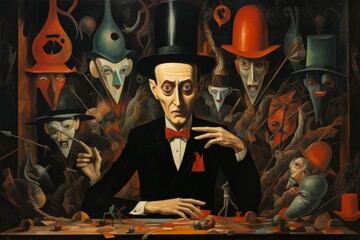 Canvas Print - A master of illusion magic, deceiving enemies with vivid phantasms and trickery. - Generative AI