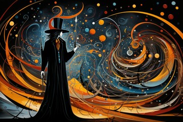 Canvas Print - A master of illusion magic, deceiving enemies with vivid phantasms and trickery. - Generative AI