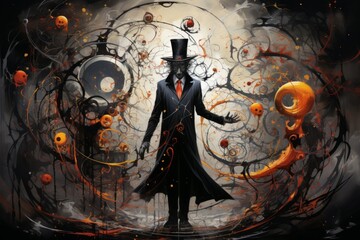 Canvas Print - A master of illusion magic, deceiving enemies with vivid phantasms and trickery. - Generative AI