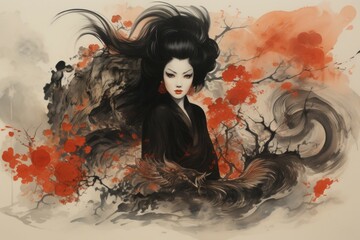 Canvas Print - A master of illusion magic, deceiving enemies with vivid phantasms and trickery. - Generative AI
