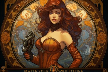 Wall Mural - A skilled and ruthless bounty hunter, relentless in their pursuit of targets and apprehending fugitives. - Generative AI