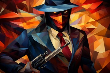 Wall Mural - A skilled and ruthless bounty hunter, relentless in their pursuit of targets and apprehending fugitives. - Generative AI