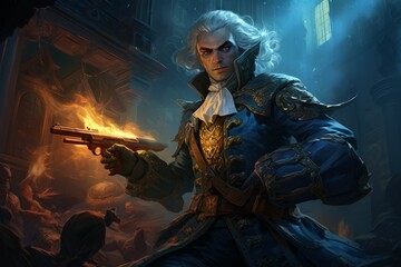 Wall Mural - A skilled and ruthless bounty hunter, relentless in their pursuit of targets and apprehending fugitives. - Generative AI
