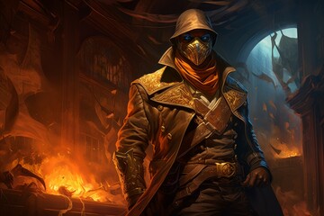Wall Mural - A skilled and ruthless bounty hunter, relentless in their pursuit of targets and apprehending fugitives. - Generative AI