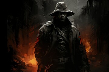 Wall Mural - A skilled and ruthless bounty hunter, relentless in their pursuit of targets and apprehending fugitives. - Generative AI