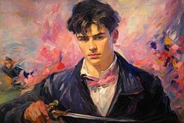 Wall Mural - A dashing and charming swashbuckler, wielding a rapier with finesse and wooing with charisma. - Generative AI