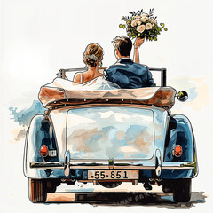 Wall Mural - couple in the car