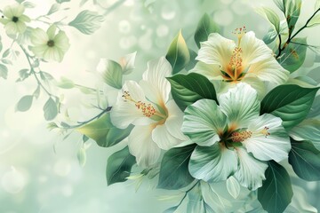 Wall Mural - Nature background flowers with green leaves . nature background. nature background. nature background. tropical flower