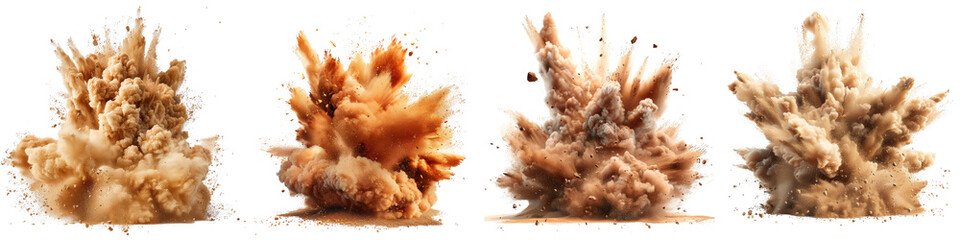 Desert sand explosion effect  Hyperrealistic Highly Detailed Isolated On Transparent Background Png File