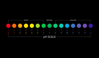 Wall Mural - acid and base chart. pH scale. acid and base concept on black background