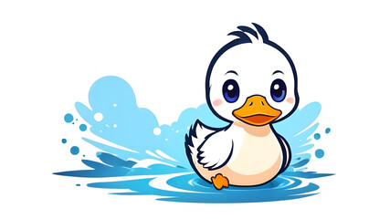 Wall Mural - Cute duck cartoon isolated on white background, Generative AI